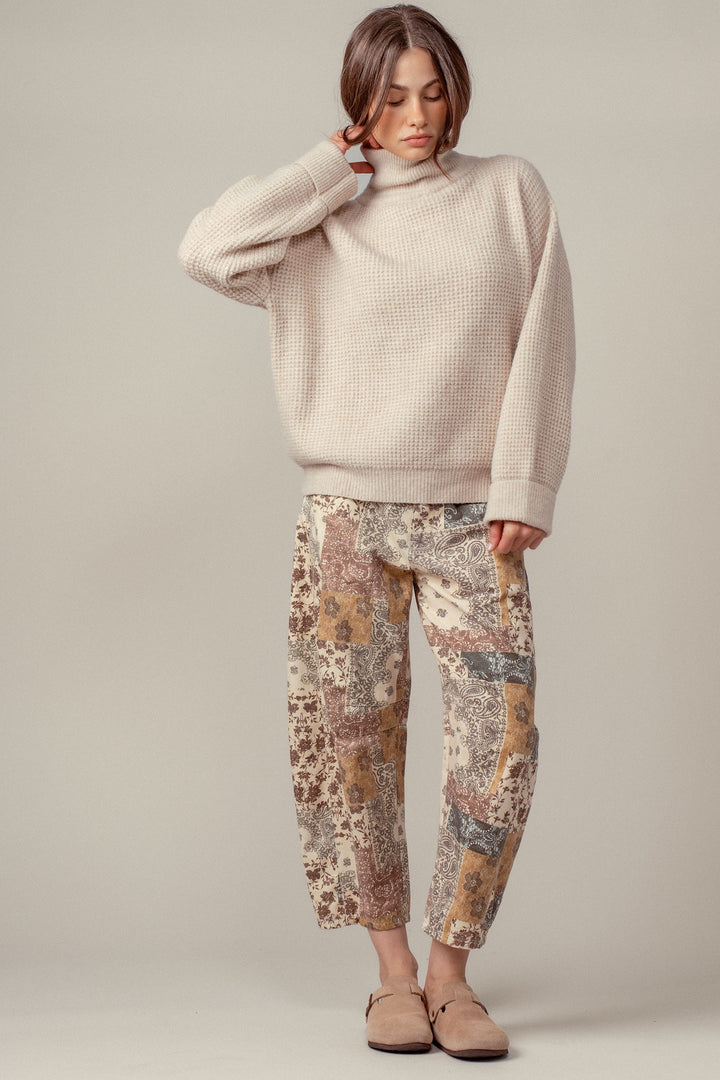 cozy western waffle knit sweater - oatmeal (additional view)