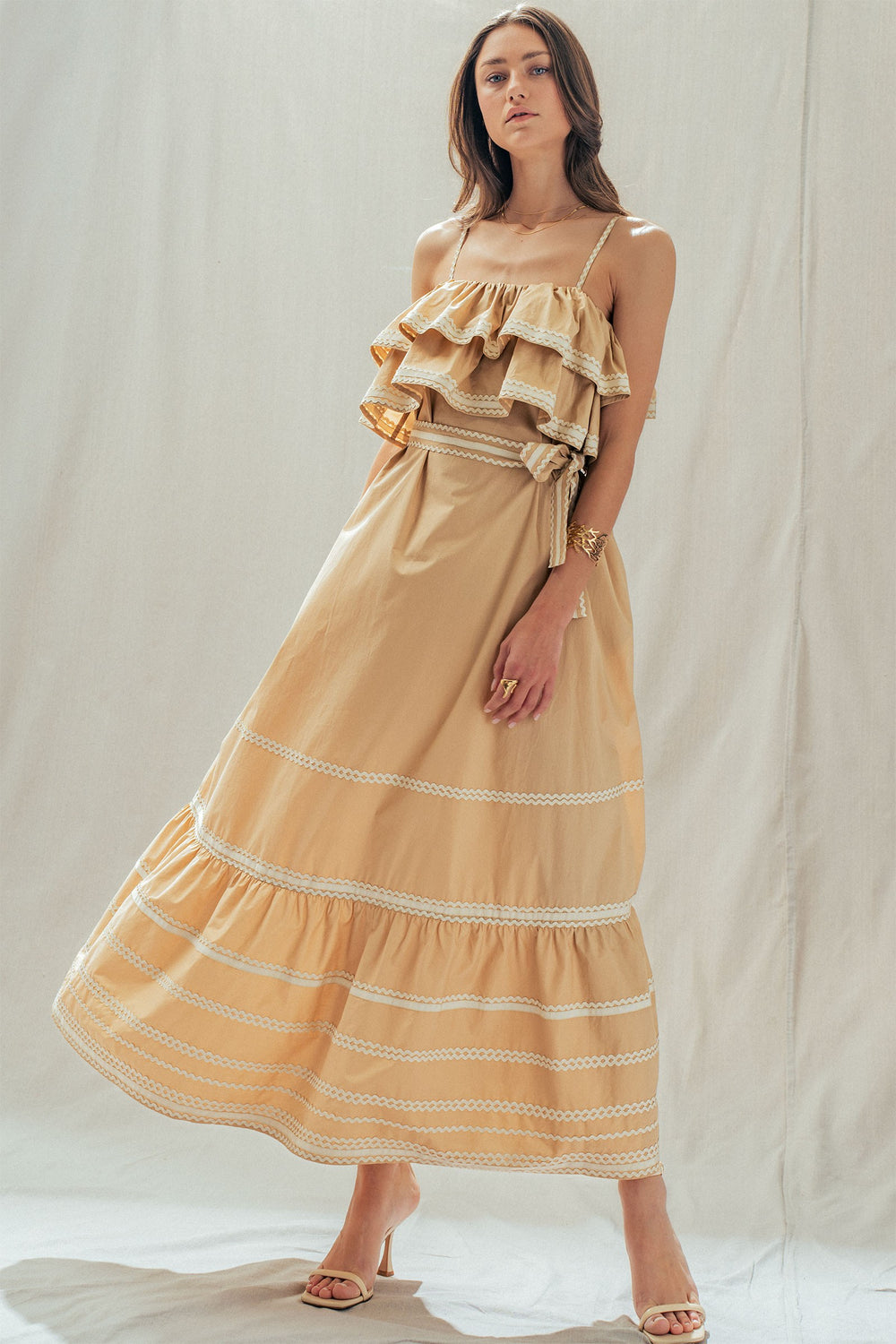 tiered maxi dress - khaki (additional view)