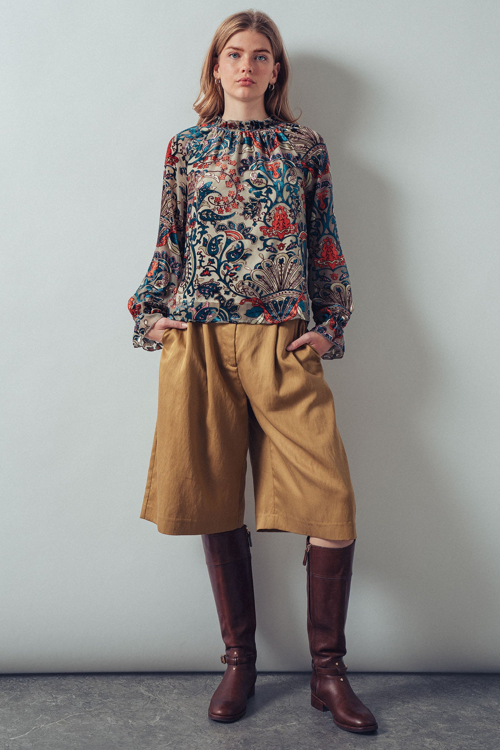 velvet print blouse - multi (additional view)