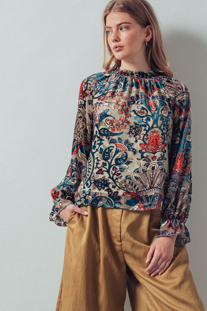 velvet print blouse - multi (additional view)