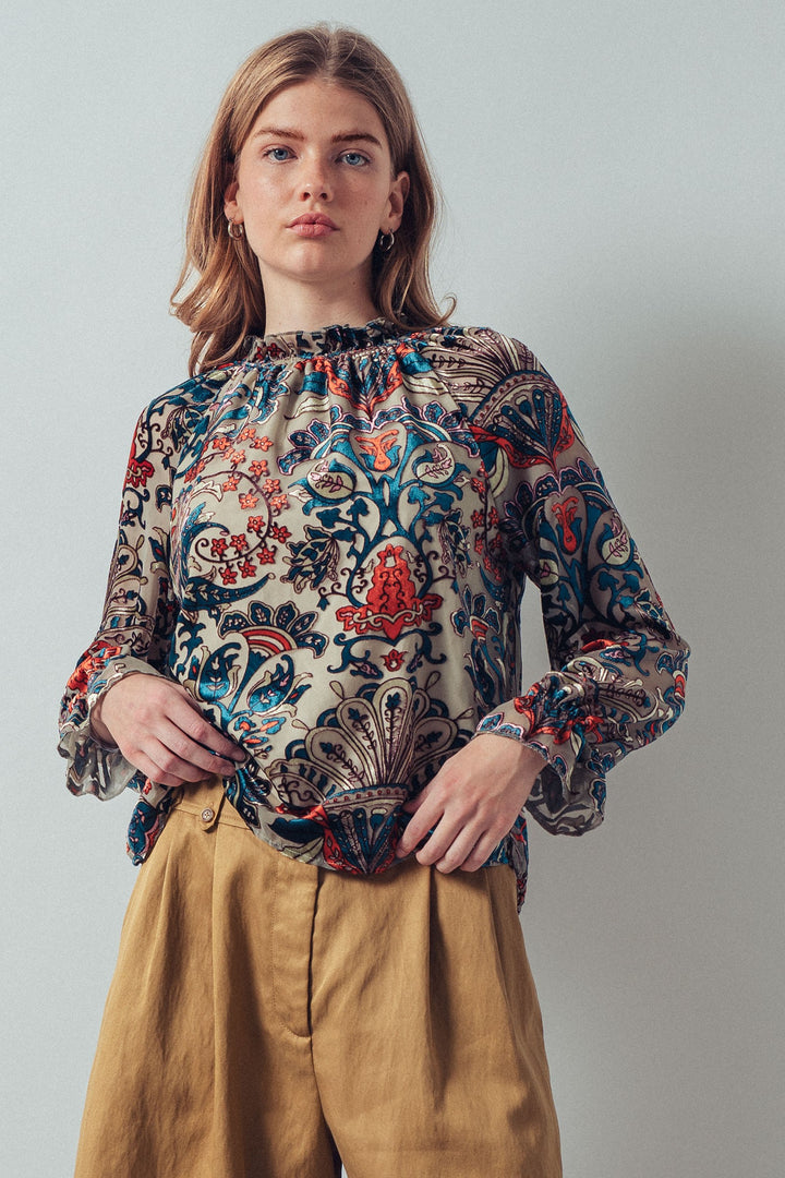 velvet print blouse - multi (additional view)