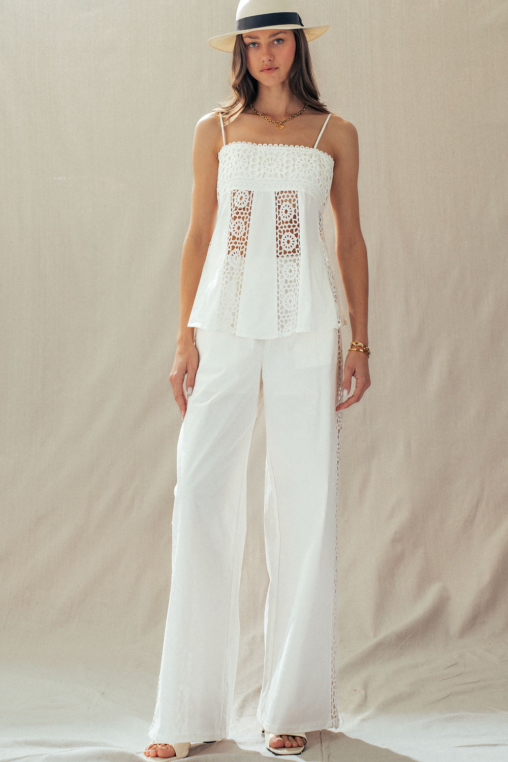 breeze cami wide leg pant set - ivory (additional view)