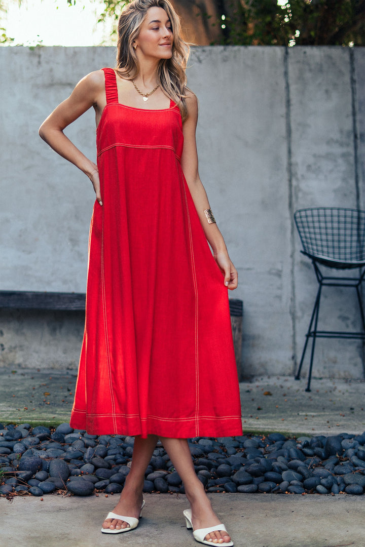easy days stitch sundress - red