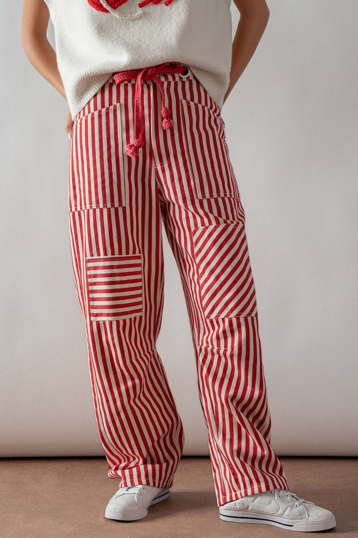 cabana stripe pants - red (additional view)