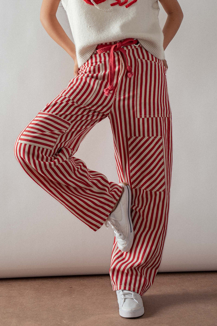 cabana stripe pants - red (additional view)