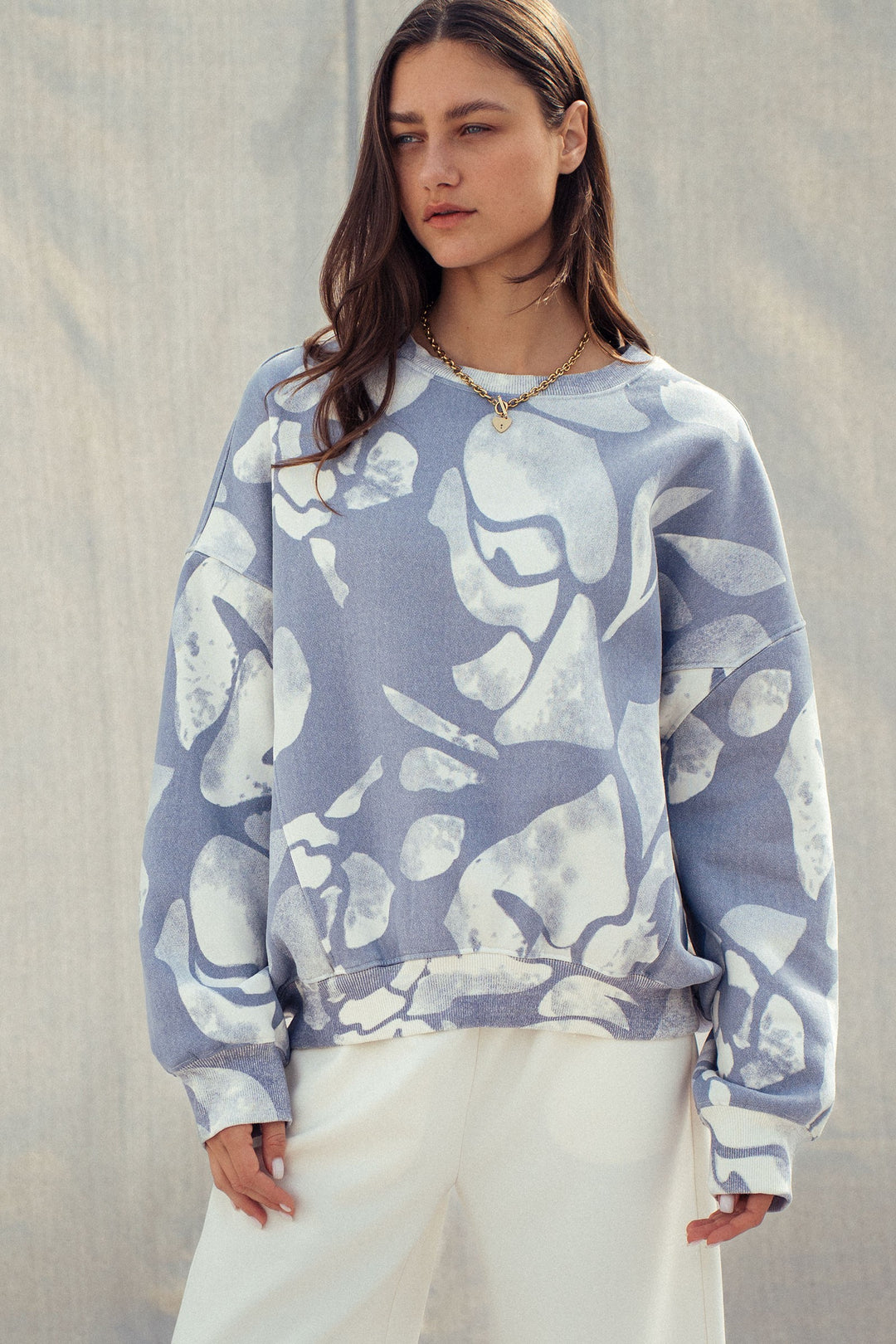 abstract all over print sweatshirt - vintage indigo