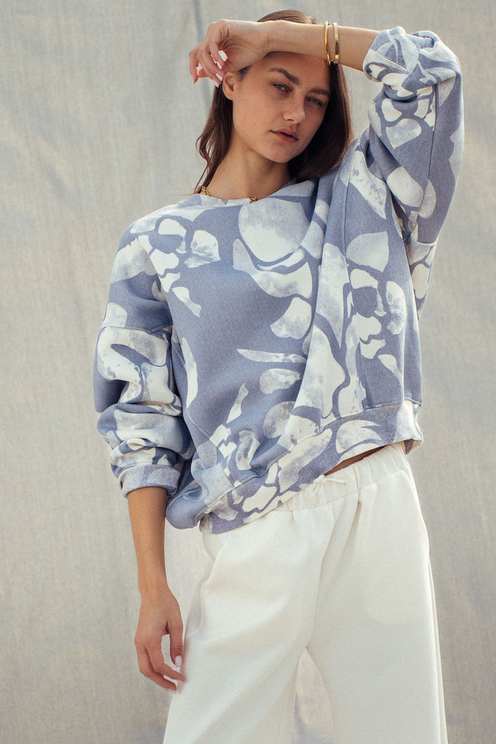 abstract all over print sweatshirt - vintage indigo (additional view)