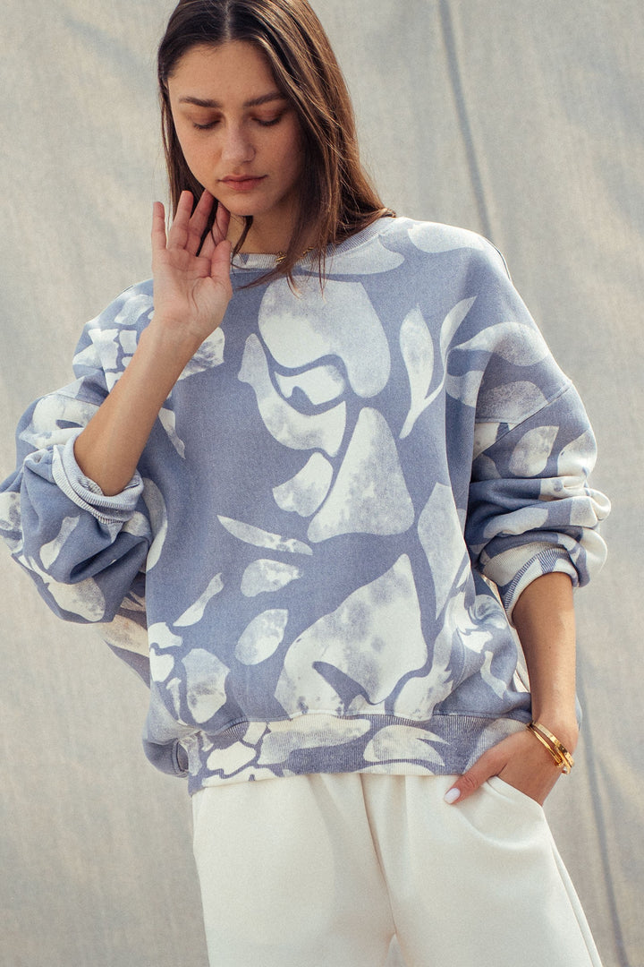 abstract all over print sweatshirt - vintage indigo (additional view)