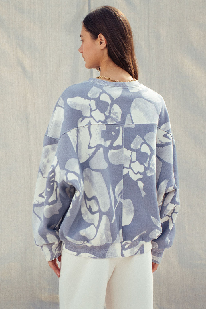abstract all over print sweatshirt - vintage indigo (additional view)