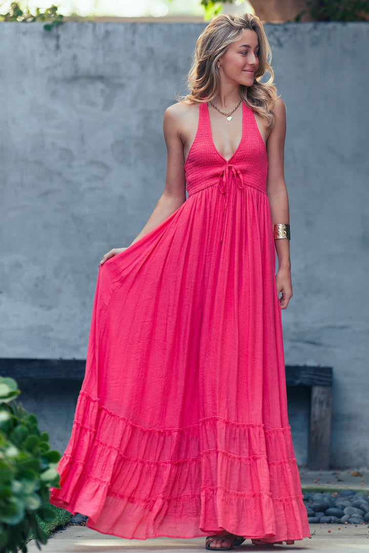 spring breeze halter maxi dress - coral red (additional view)