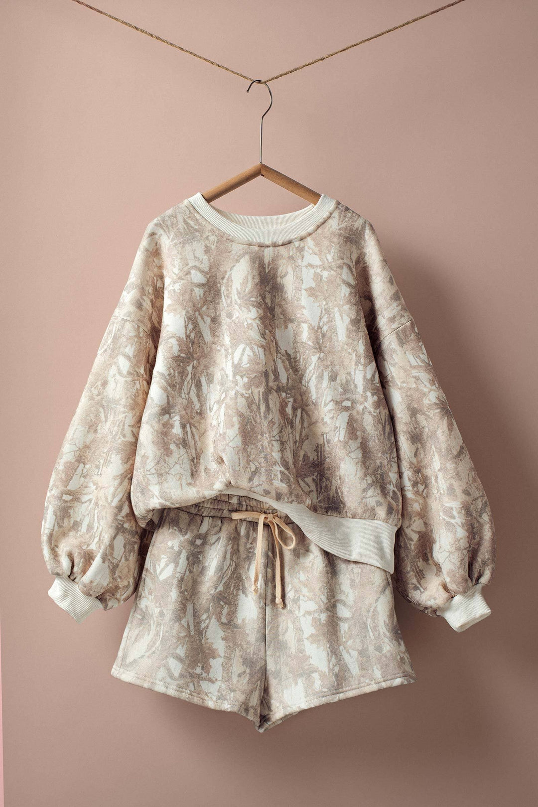 marble wash lounge set - lt khaki