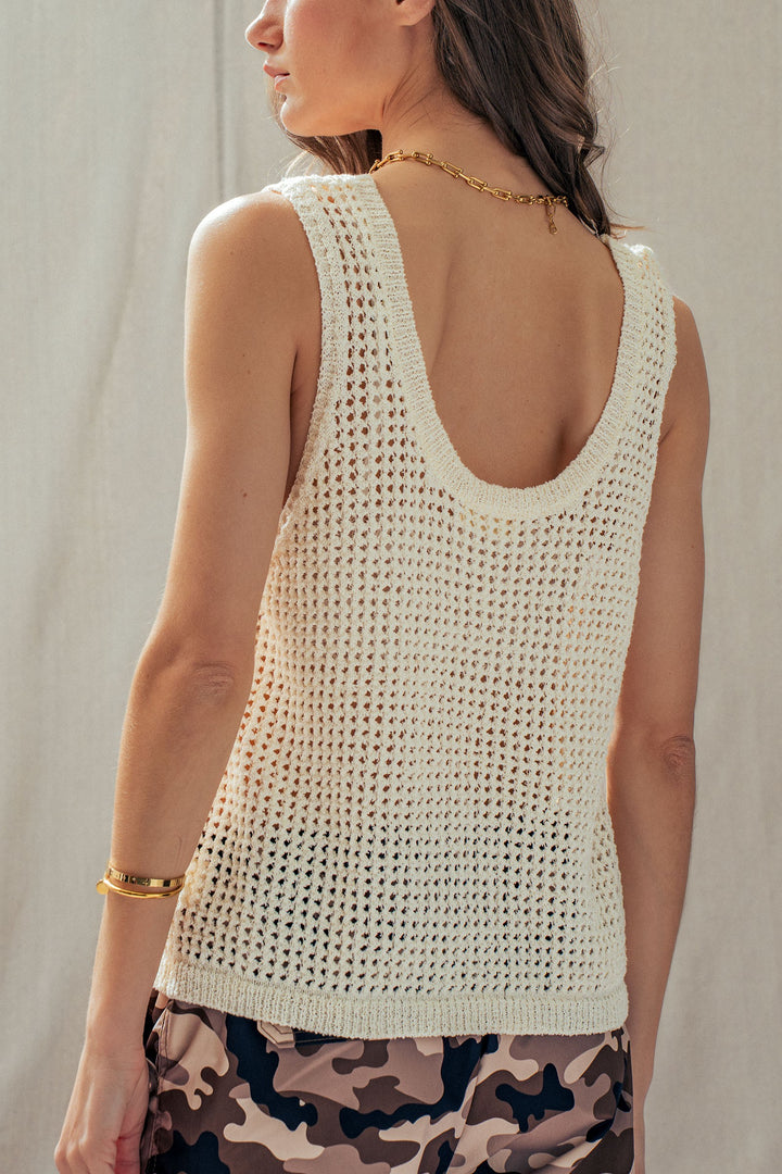 coastal breeze crochet tank top - ivory (additional view)