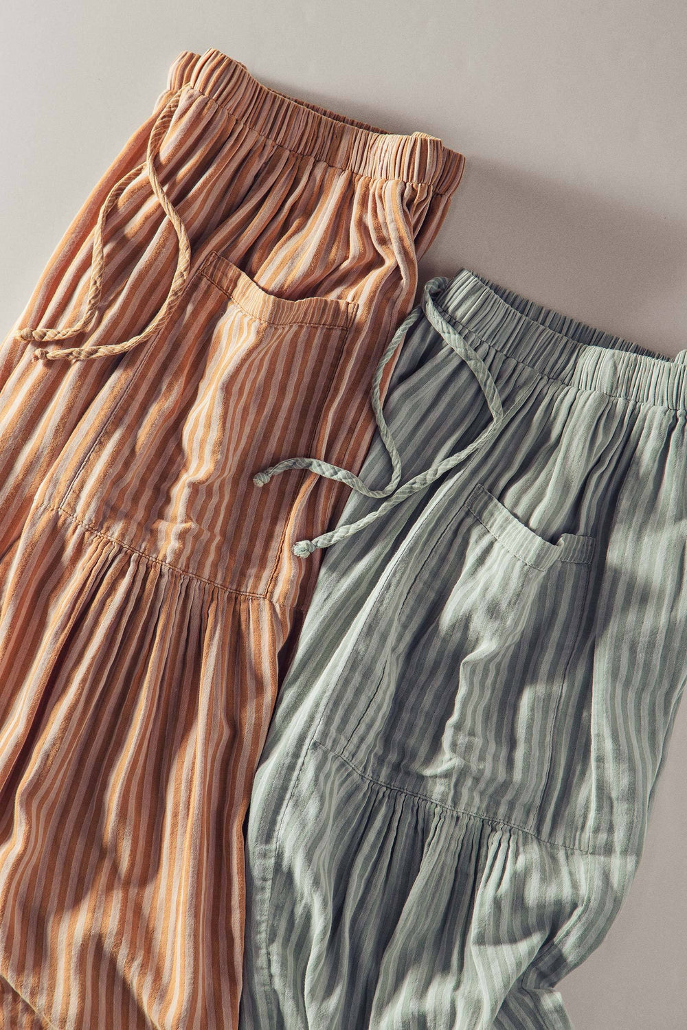 striped wide leg cotton pants - default