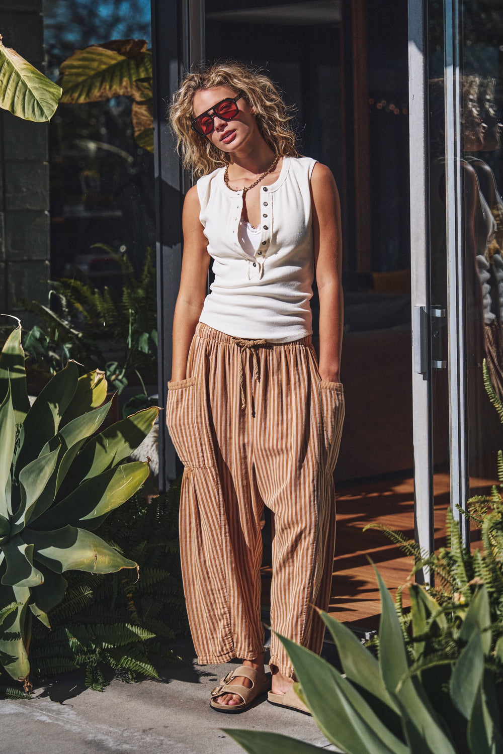 wanderlust boho stripe pants - taupe (additional view)