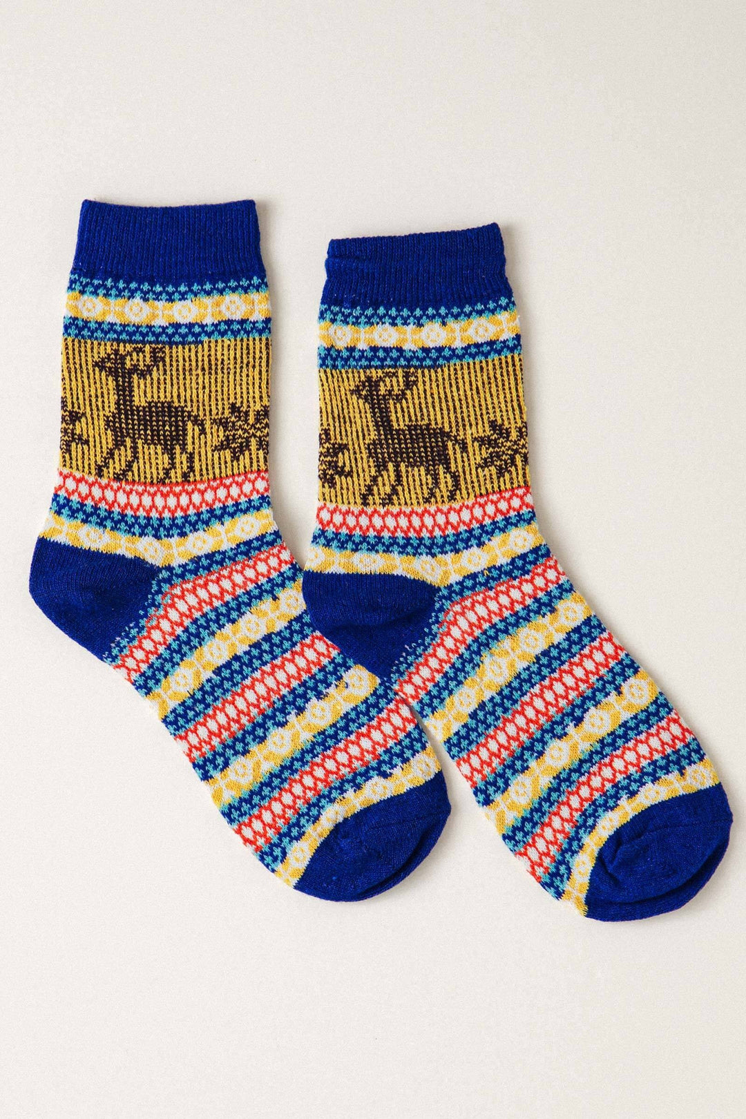reindeer fair isle knit socks - assorted 10pairs