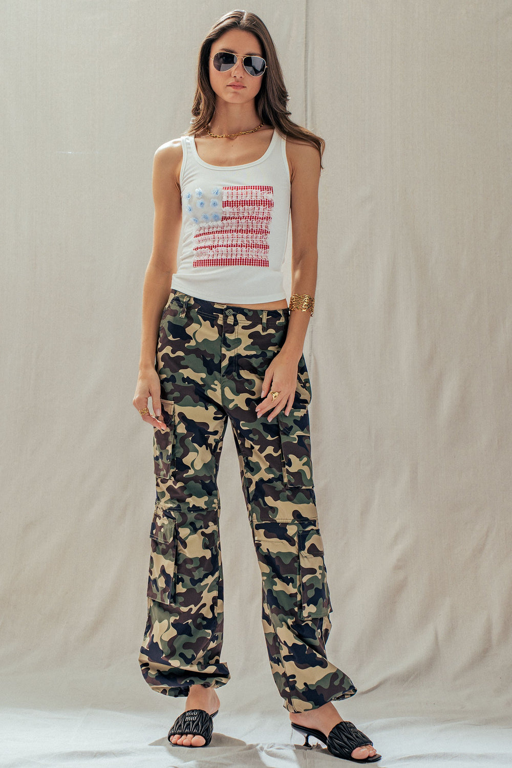 s flag ribbed tank - white (additional view)