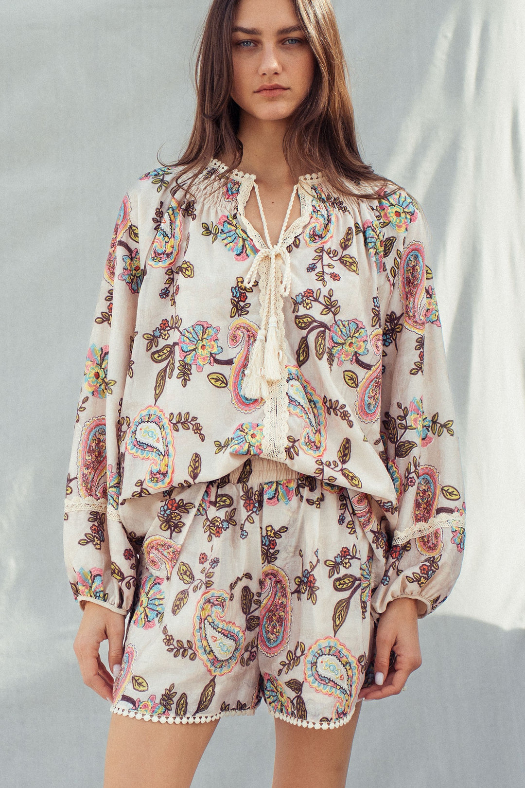 wildflower paisley peasant blouse - multi