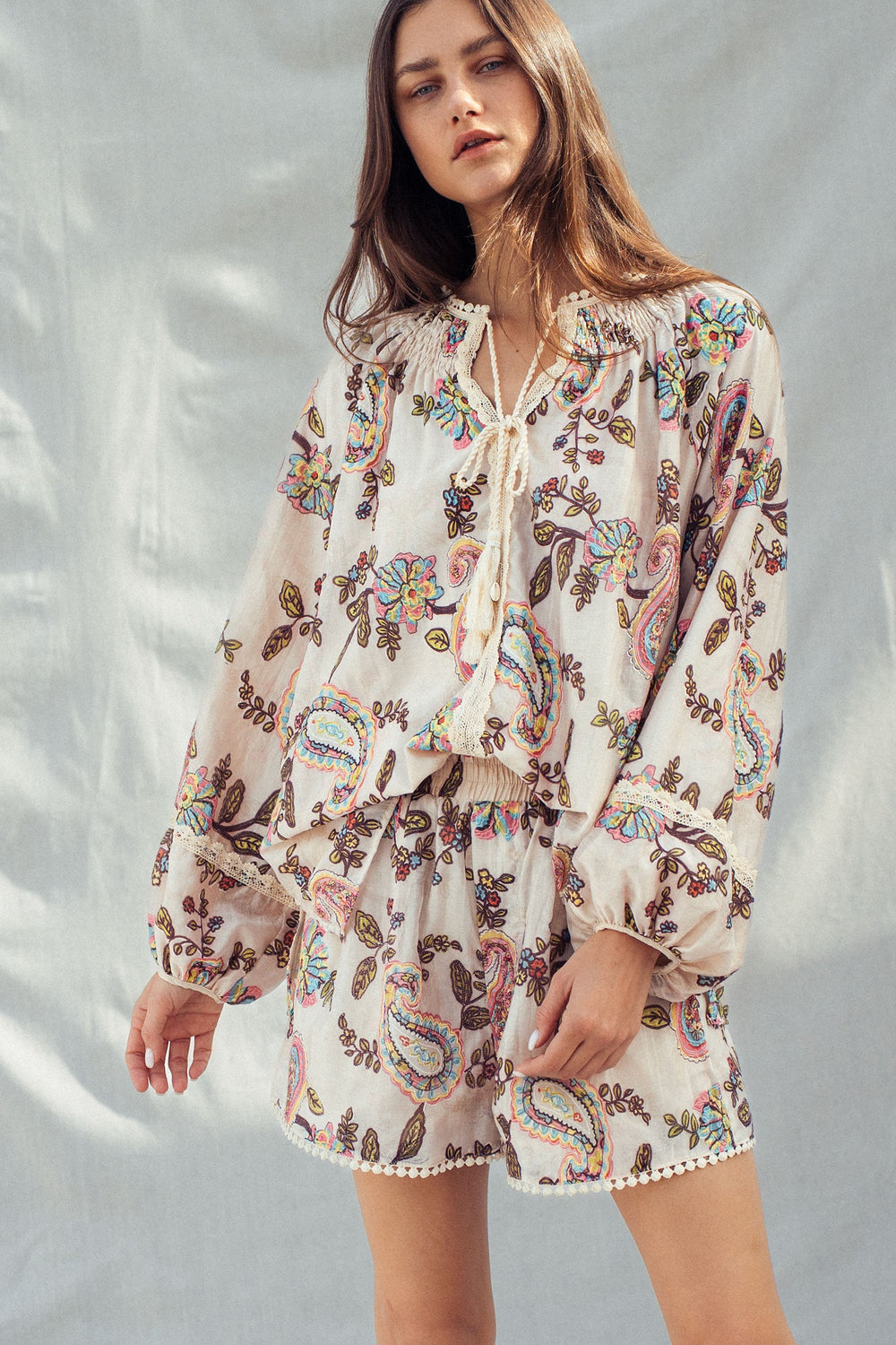 wildflower paisley peasant blouse - multi (additional view)