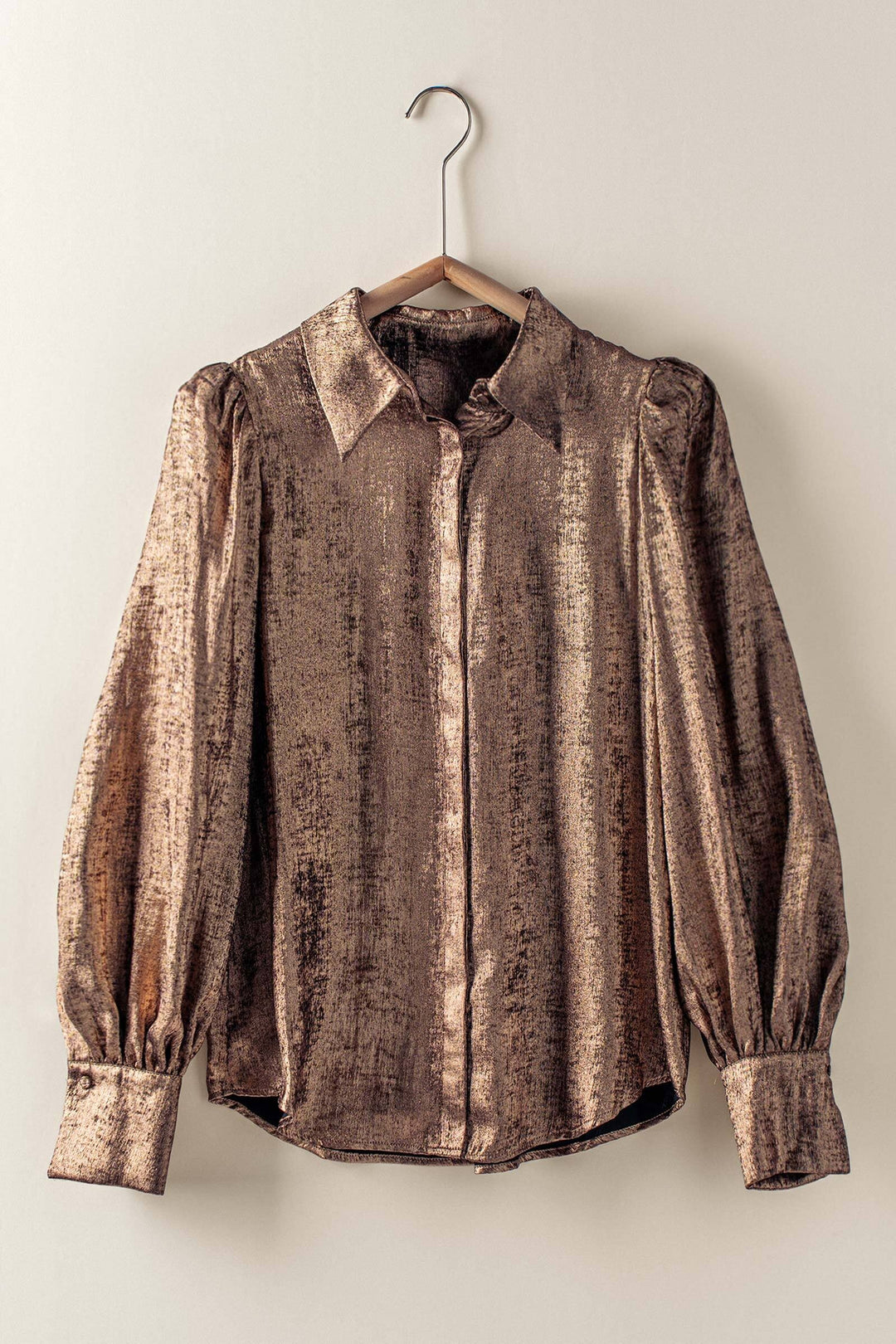 holiday metallic button down blouse - gold