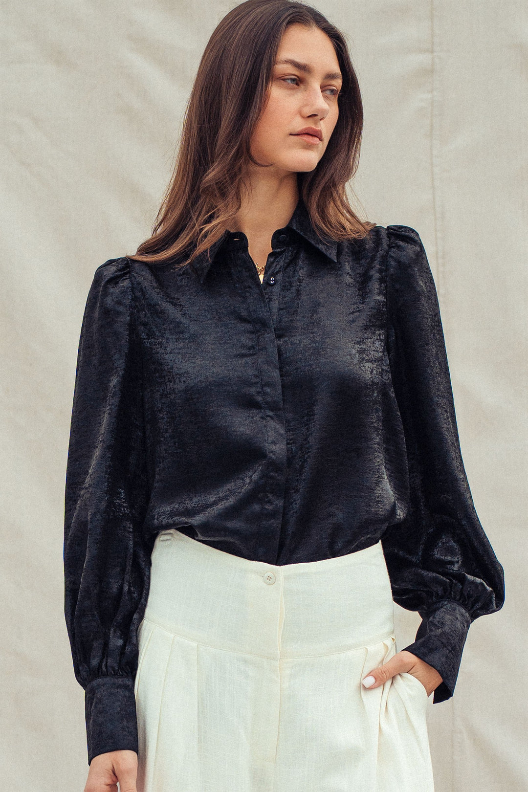 midnight shimmer metallic blouse - black (additional view)