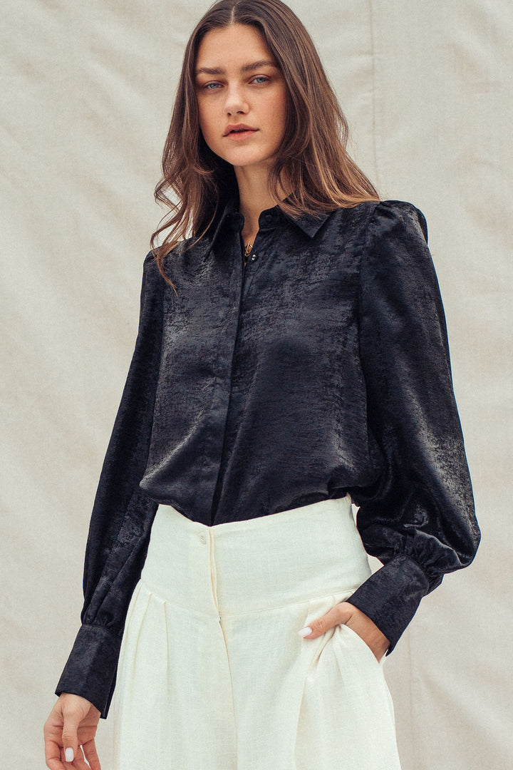 midnight shimmer metallic blouse - black (additional view)