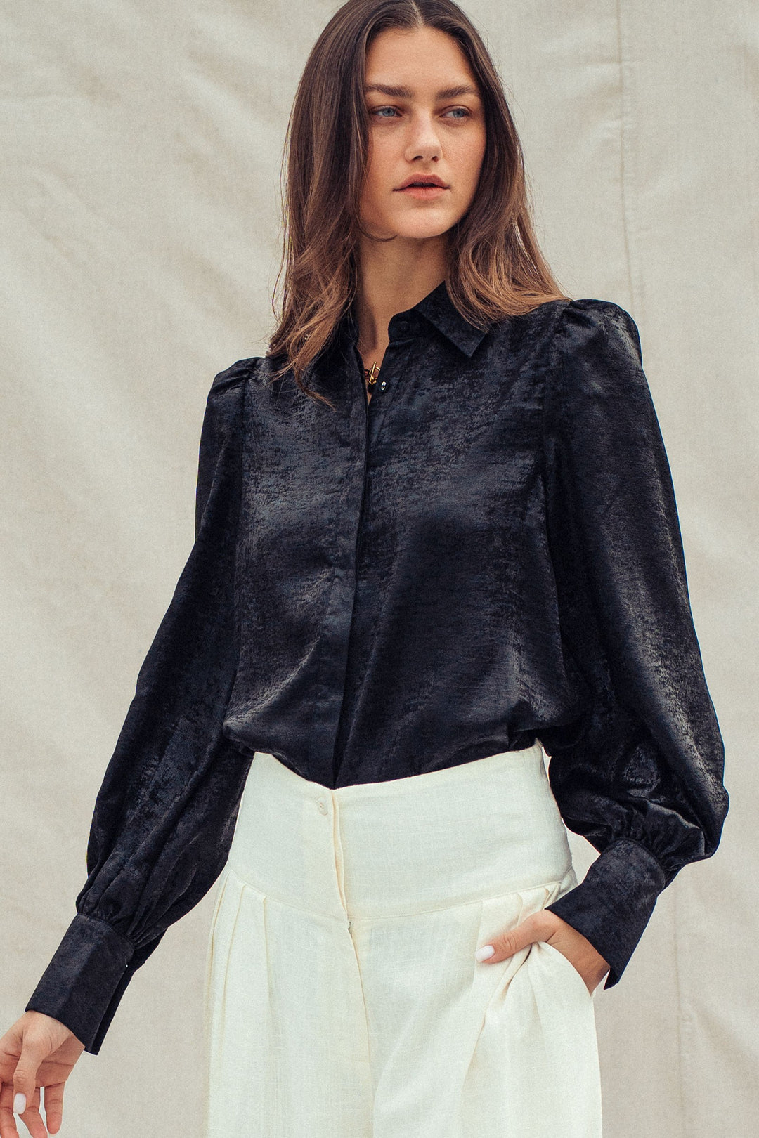 midnight shimmer metallic blouse - black (additional view)