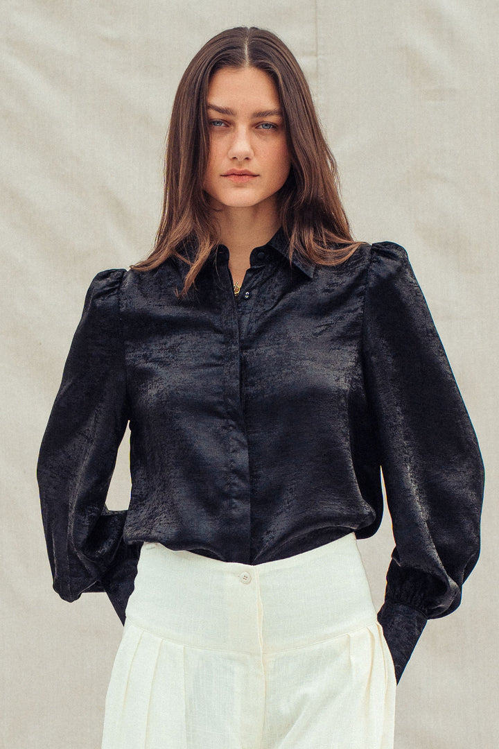 midnight shimmer metallic blouse - black (additional view)