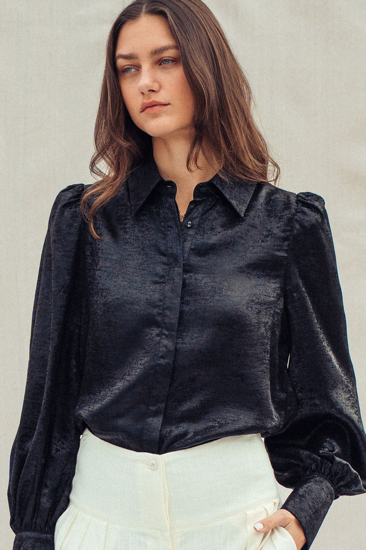 midnight shimmer metallic blouse - black (additional view)