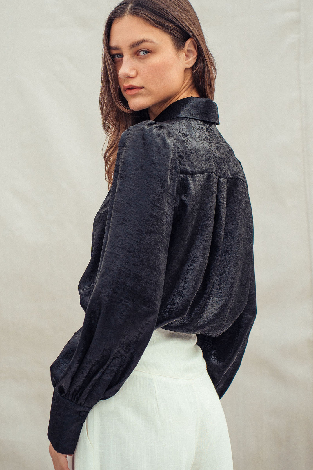 midnight shimmer metallic blouse - black (additional view)