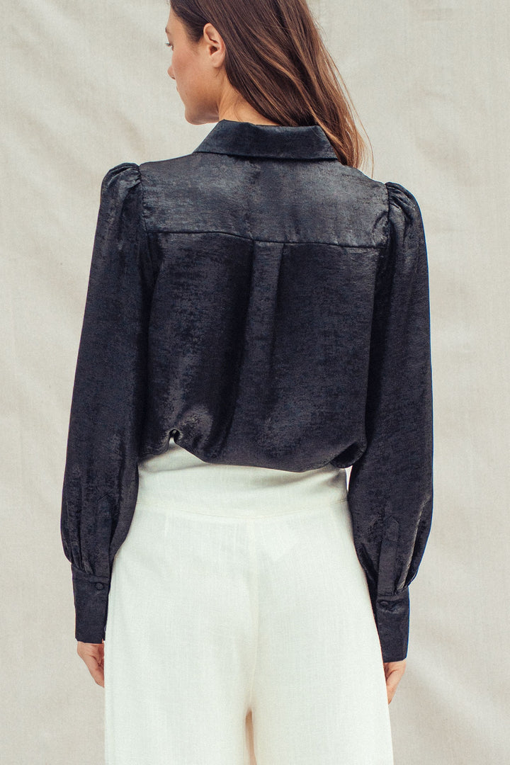 midnight shimmer metallic blouse - black (additional view)