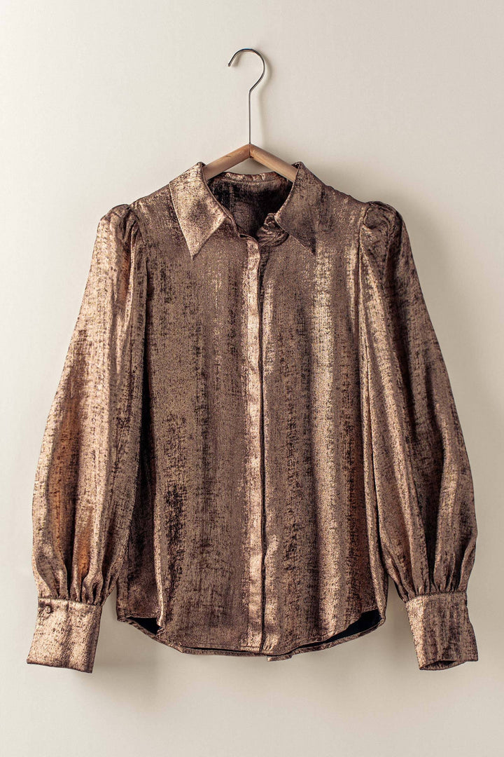 midnight shimmer metallic blouse - gold