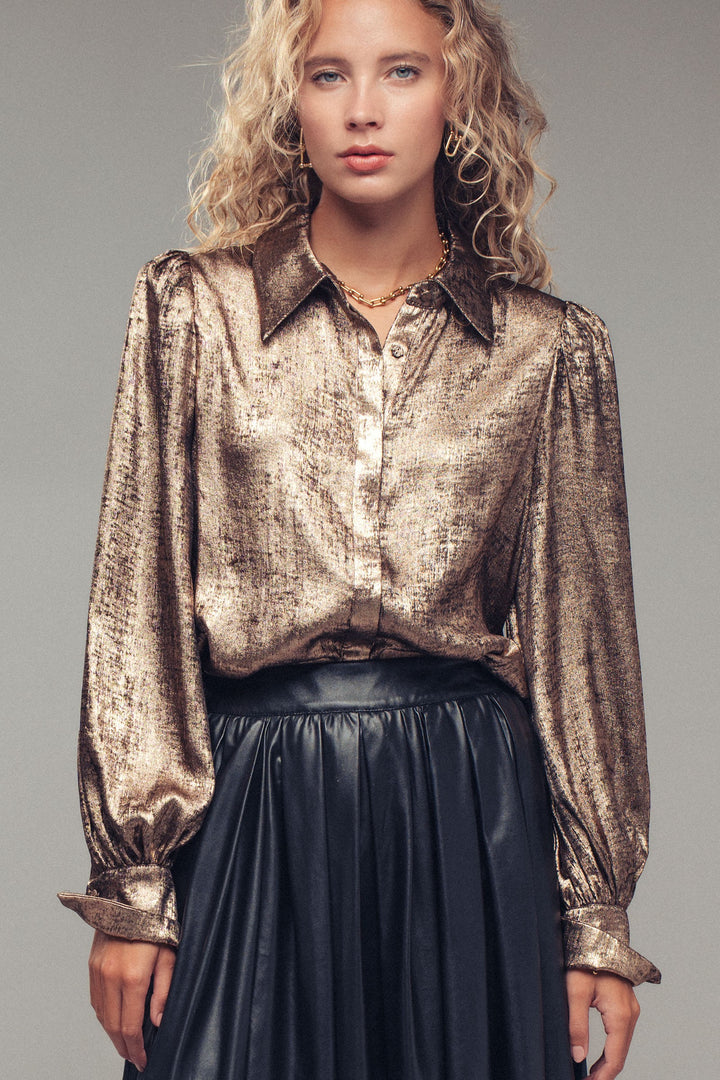 midnight shimmer metallic blouse - gold (additional view)