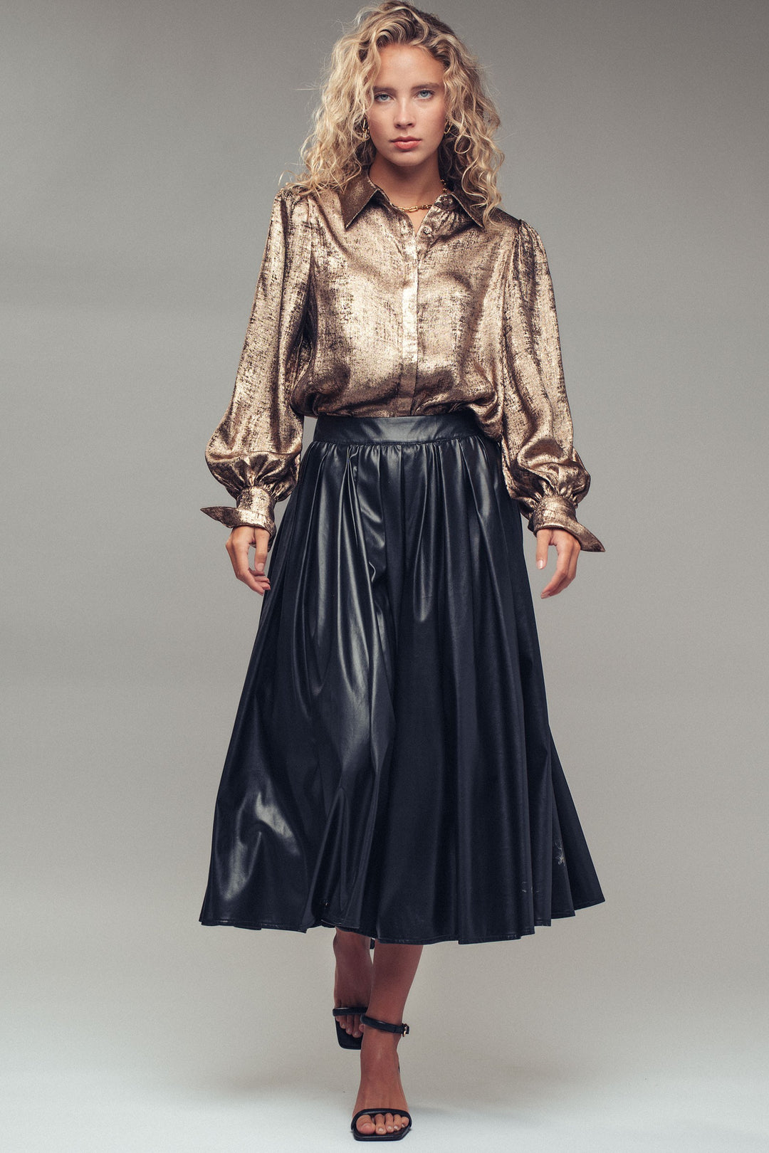 midnight shimmer metallic blouse - gold (additional view)