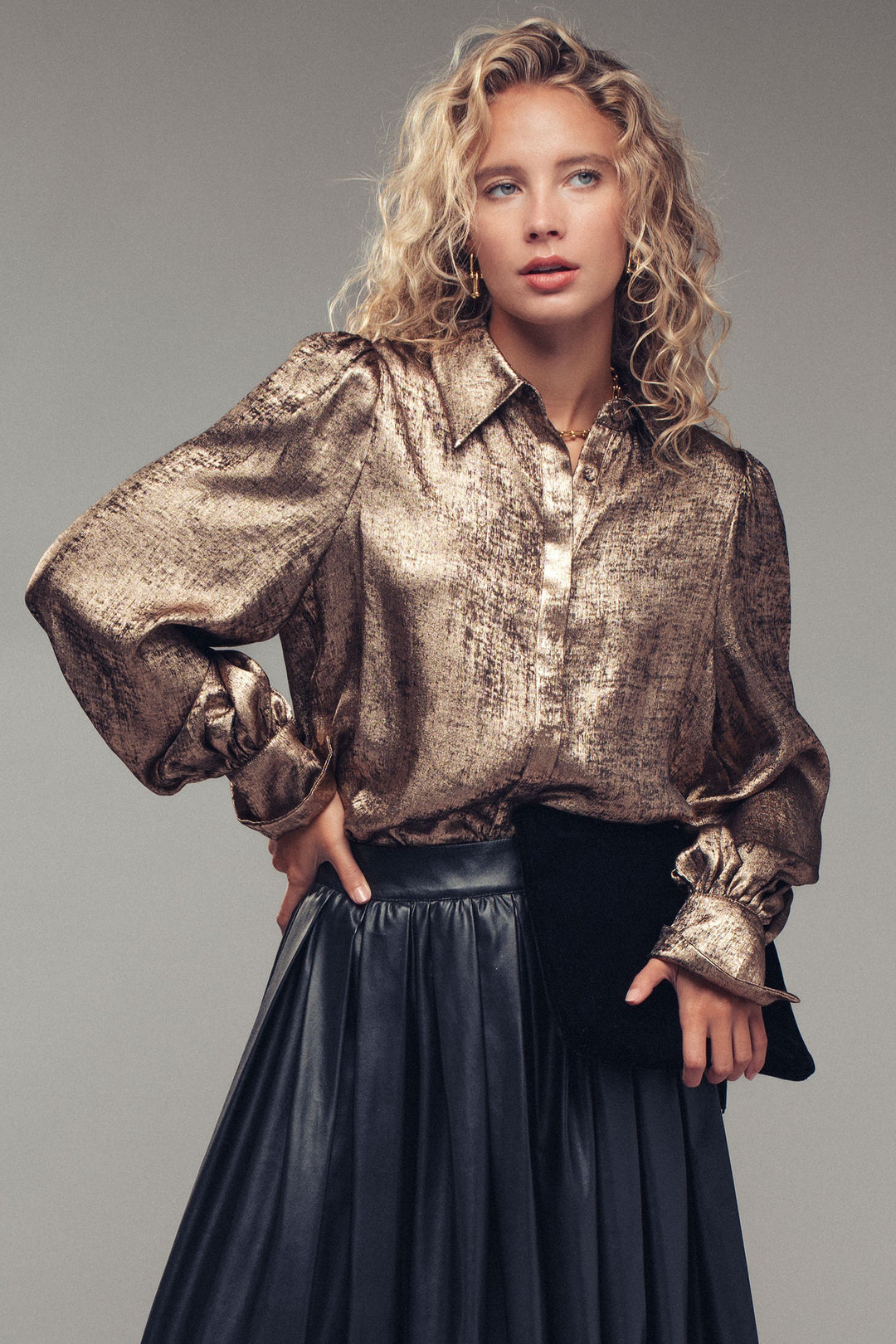 midnight shimmer metallic blouse - gold (additional view)