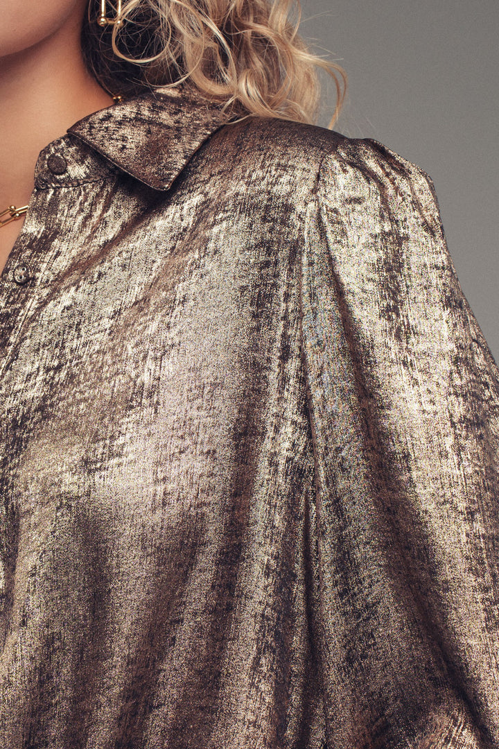 midnight shimmer metallic blouse - gold (additional view)