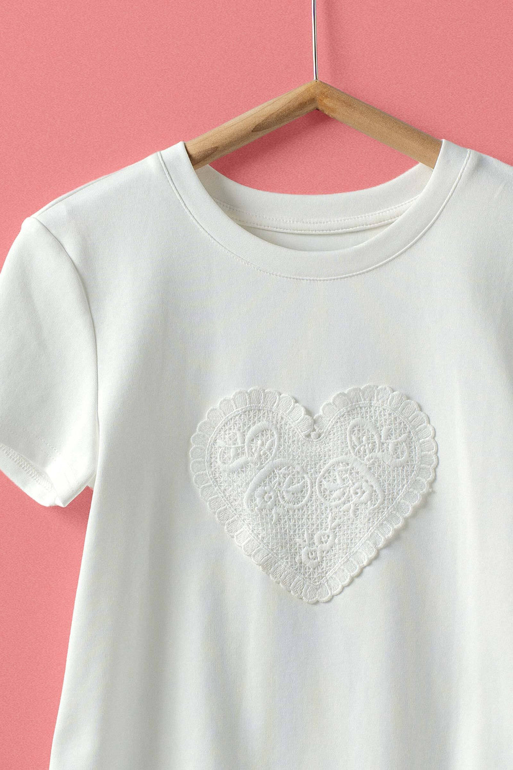 forever yours lace heart patch tee - white (additional view)