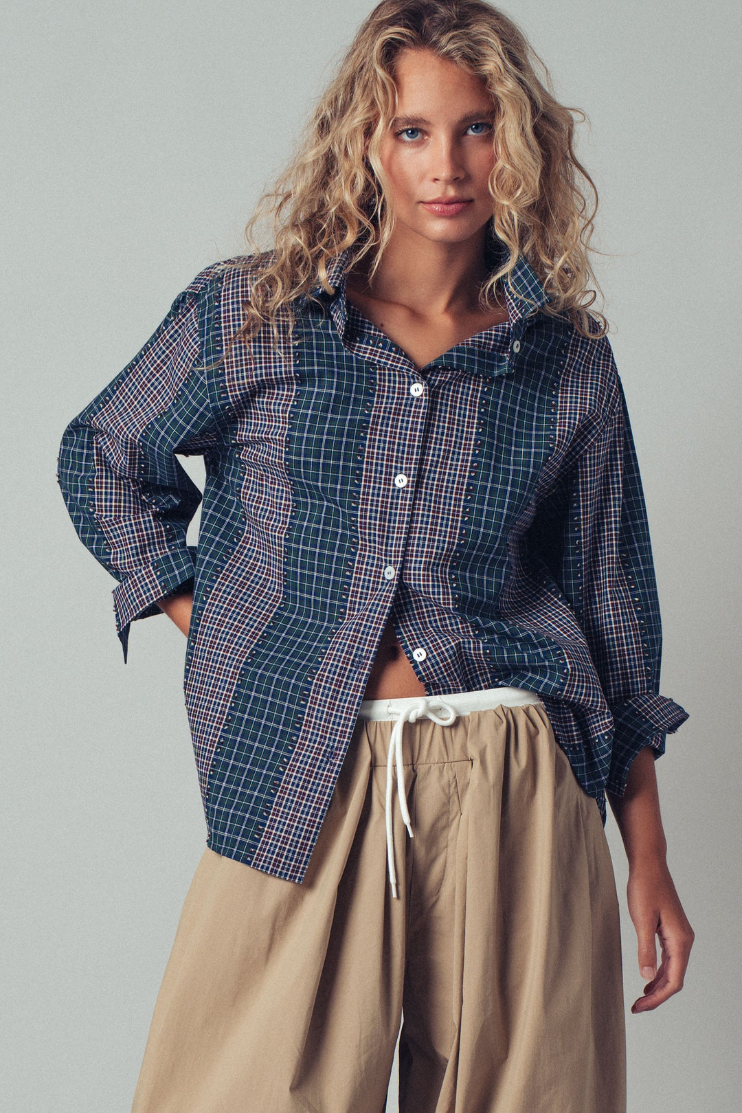 Classic Checked Cotton Long Sleeve Button-Up Shirt