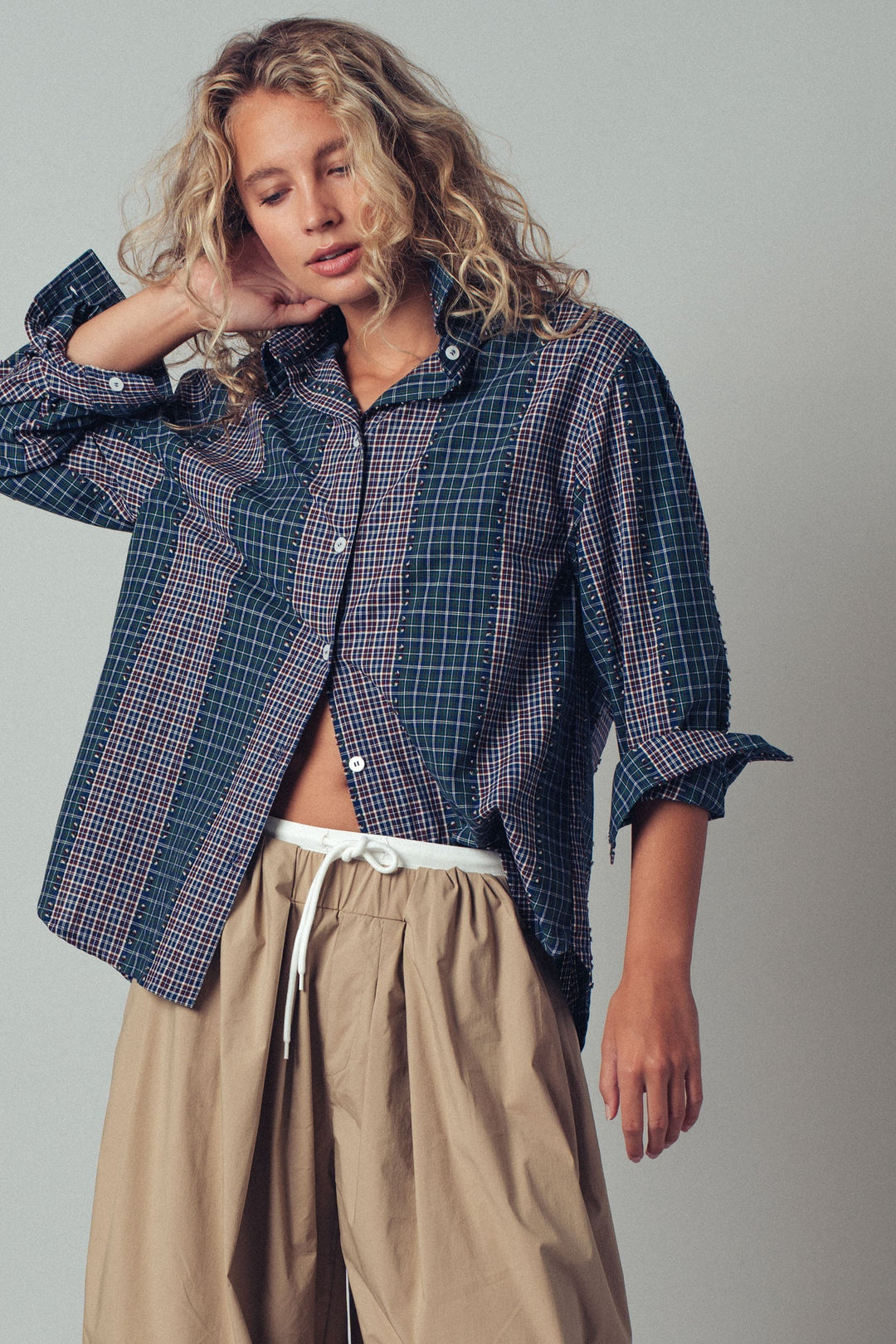Classic Checked Cotton Long Sleeve Button-Up Shirt