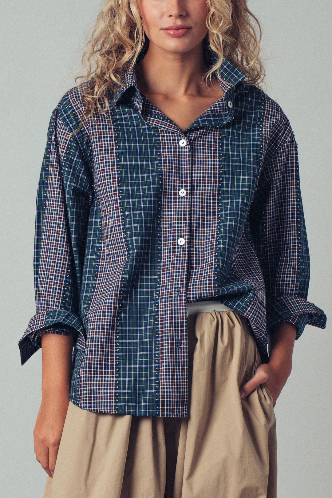 Classic Checked Cotton Long Sleeve Button-Up Shirt