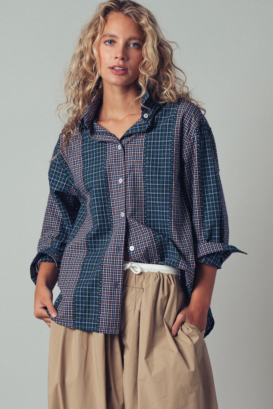 Classic Checked Cotton Long Sleeve Button-Up Shirt