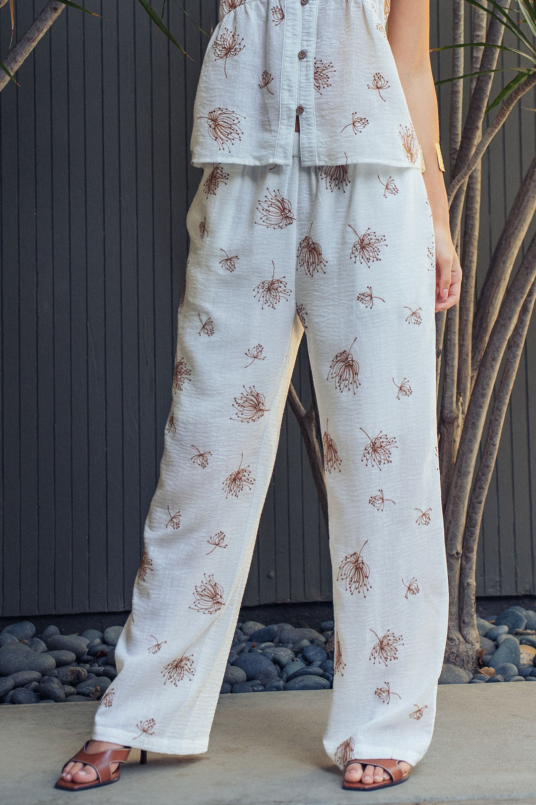 linen wide leg pants - white