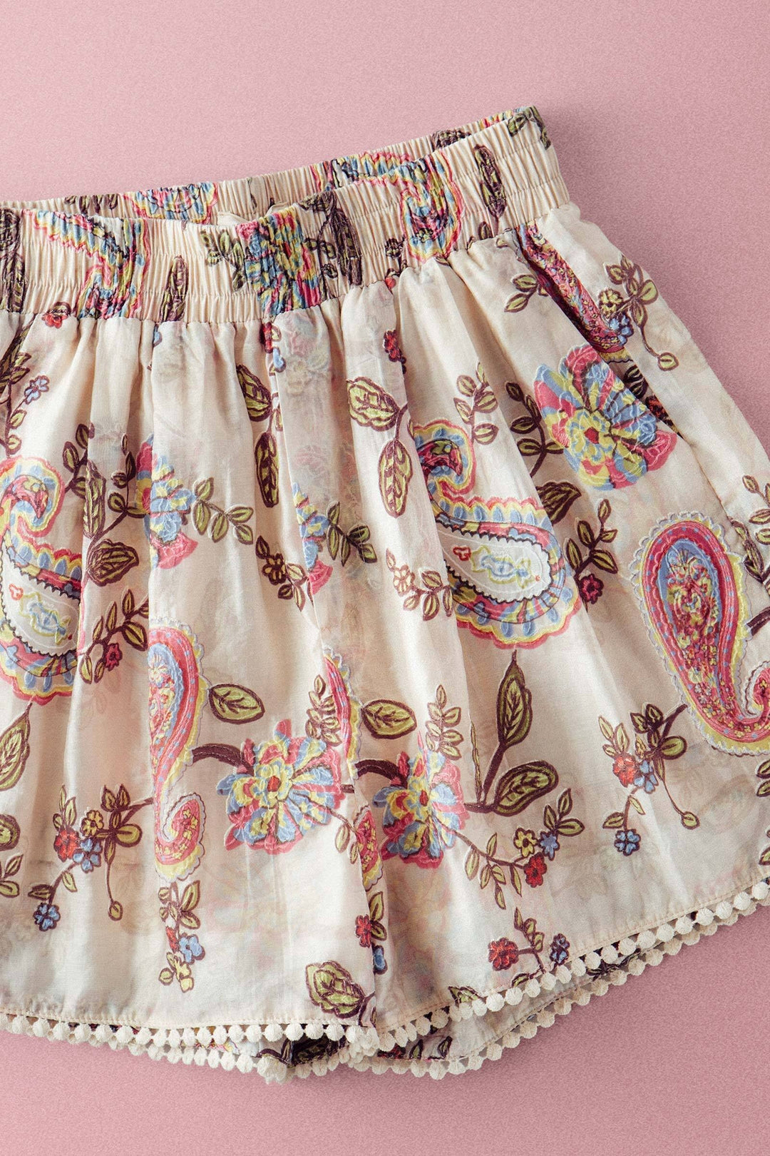 paisley embroidered shorts - multi