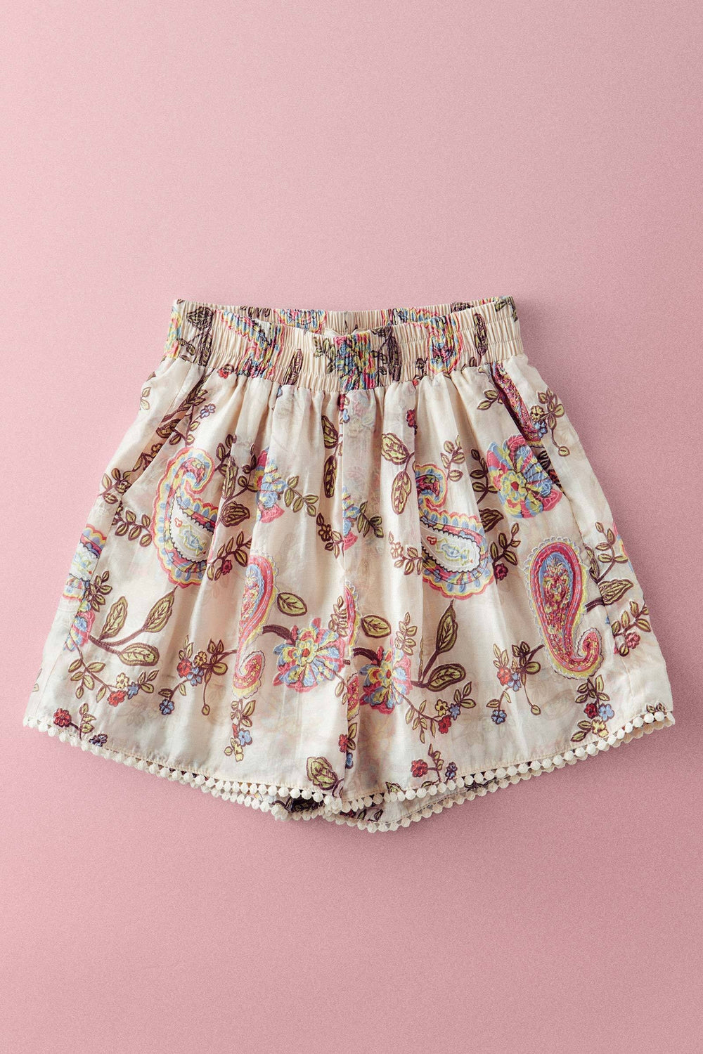 paisley embroidered shorts - multi (additional view)