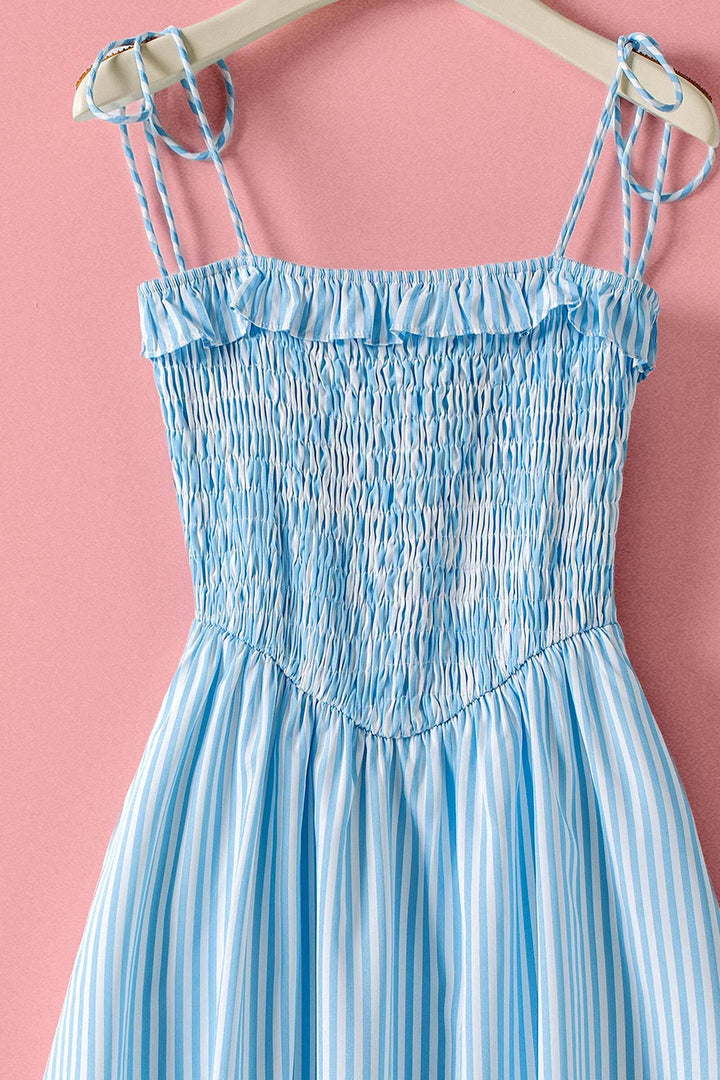 stripe tie strap midi dress - blue (additional view)