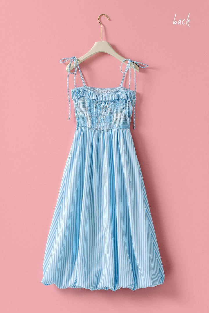 stripe tie strap midi dress - blue (additional view)