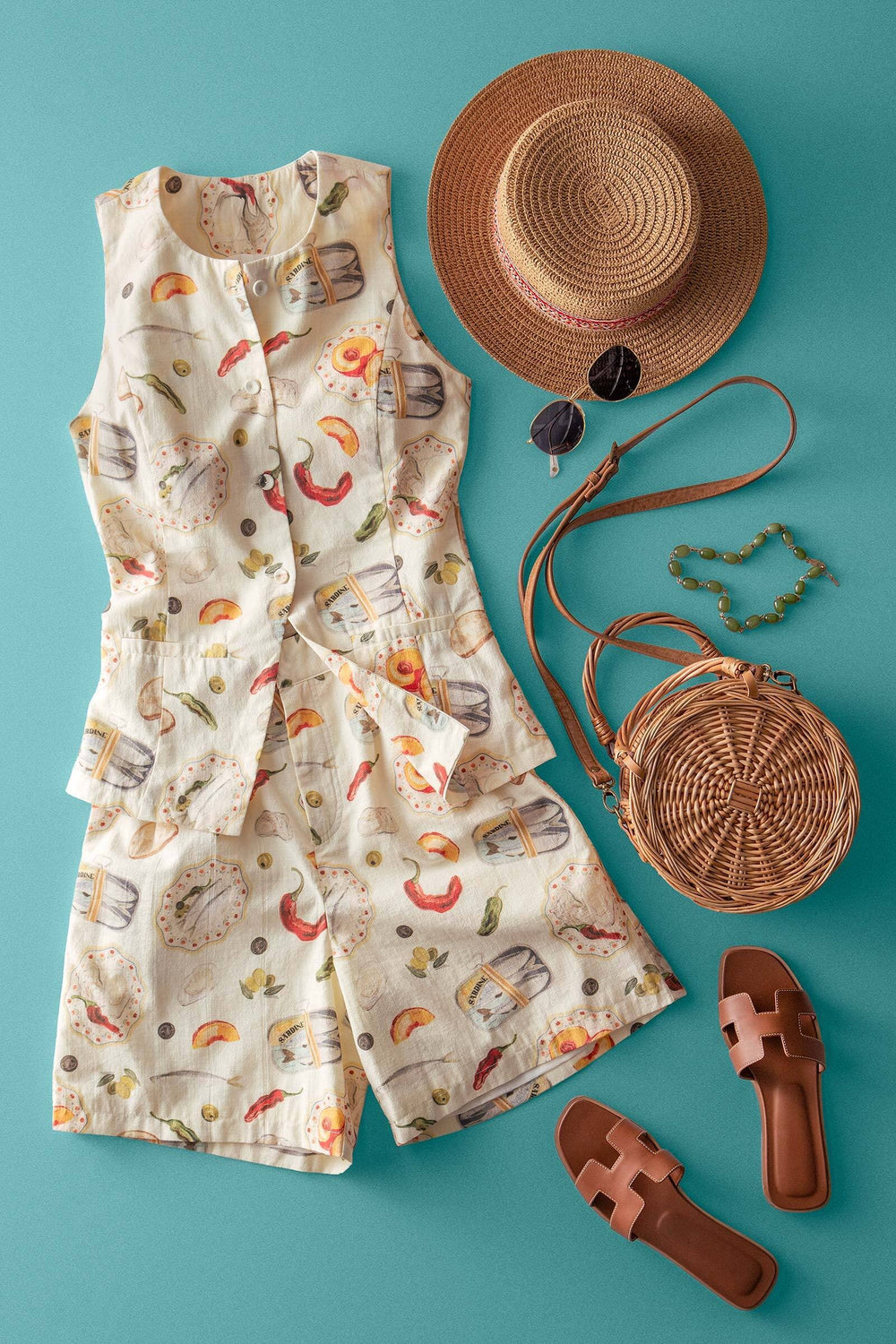 mediterranean harvest print two piece set - ivory multi (additional view)