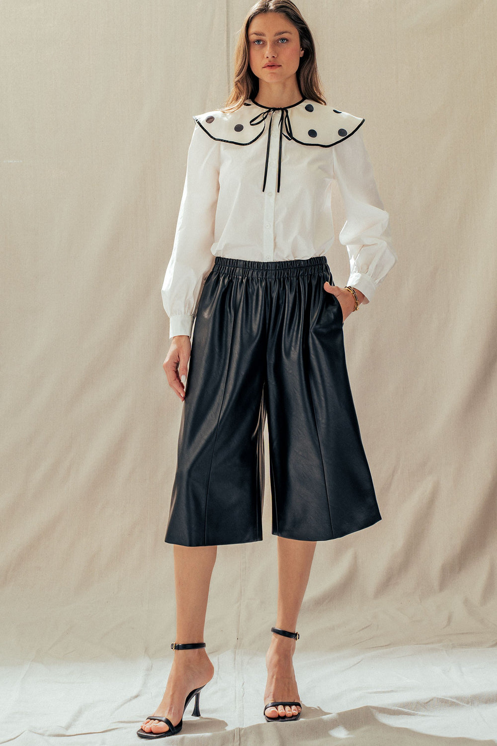 leather culotte pant - black (additional view)