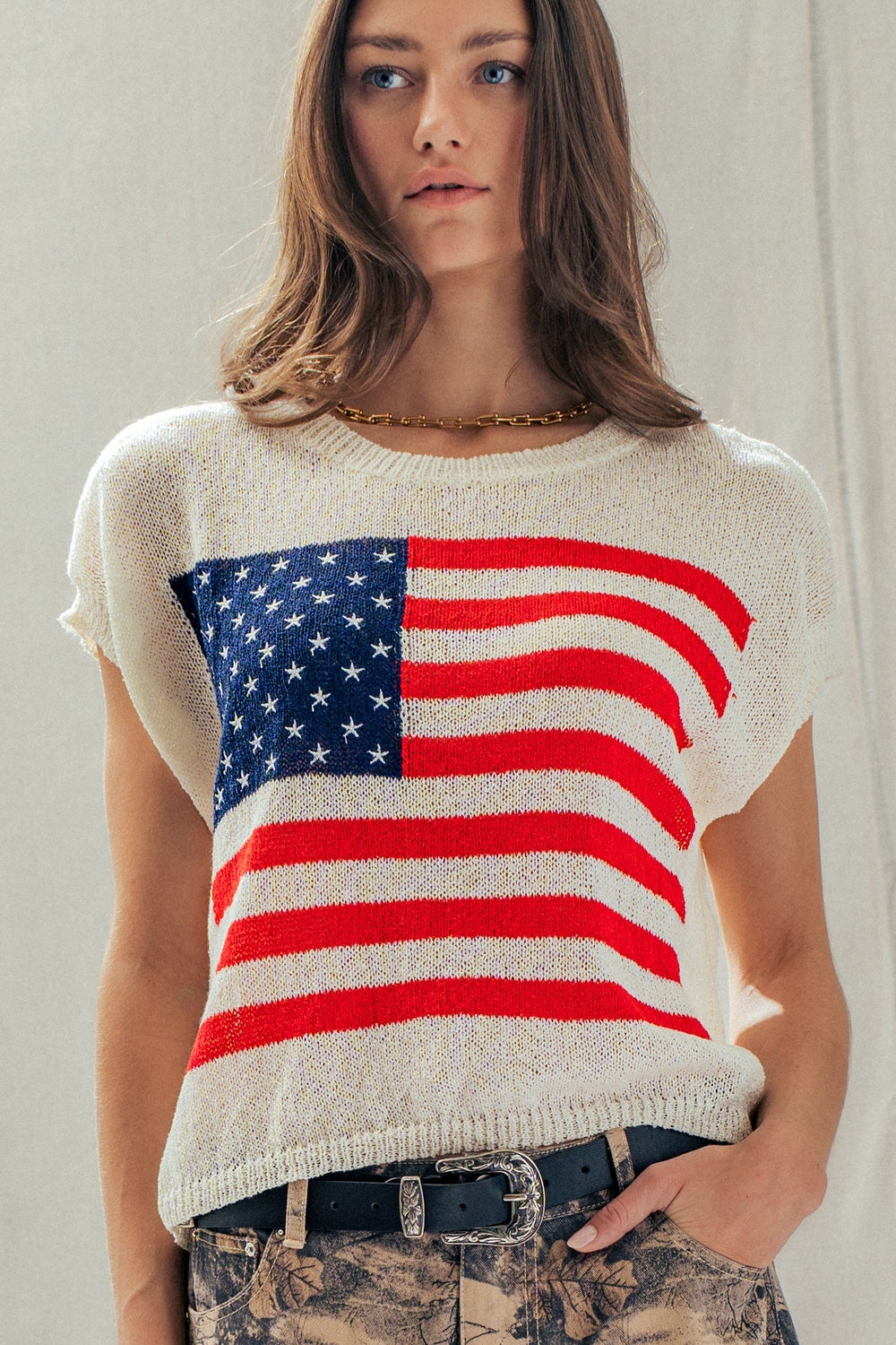 star spangled knit top - ivory (additional view)