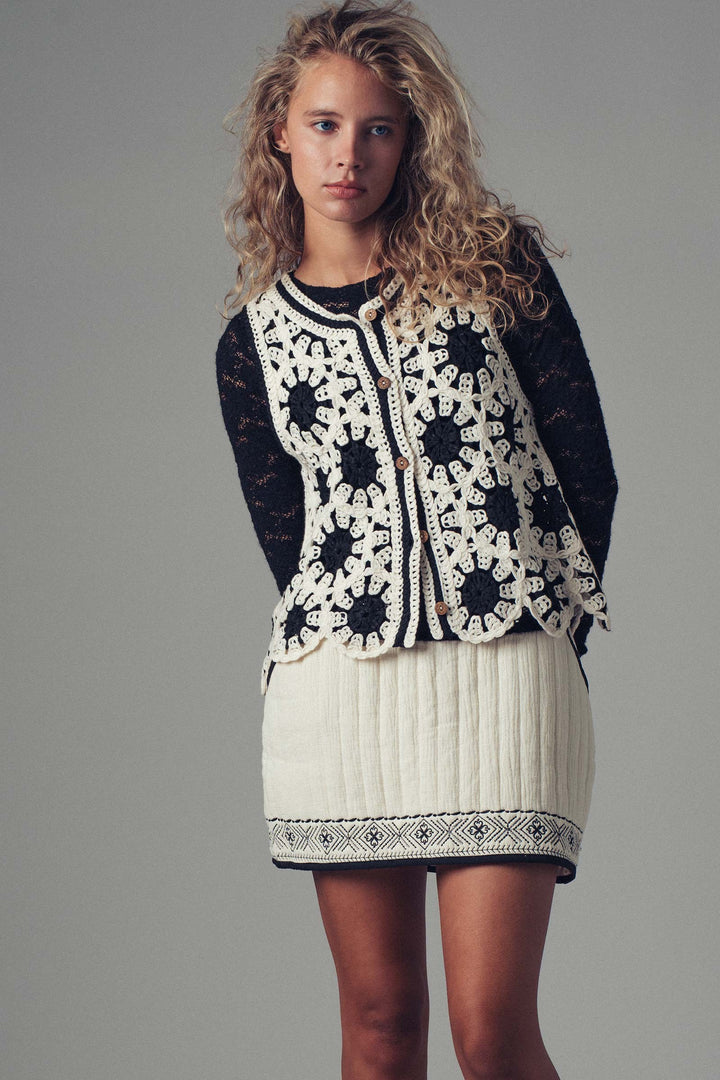 mini skirt winvisible shorts inside - ivory black (additional view)