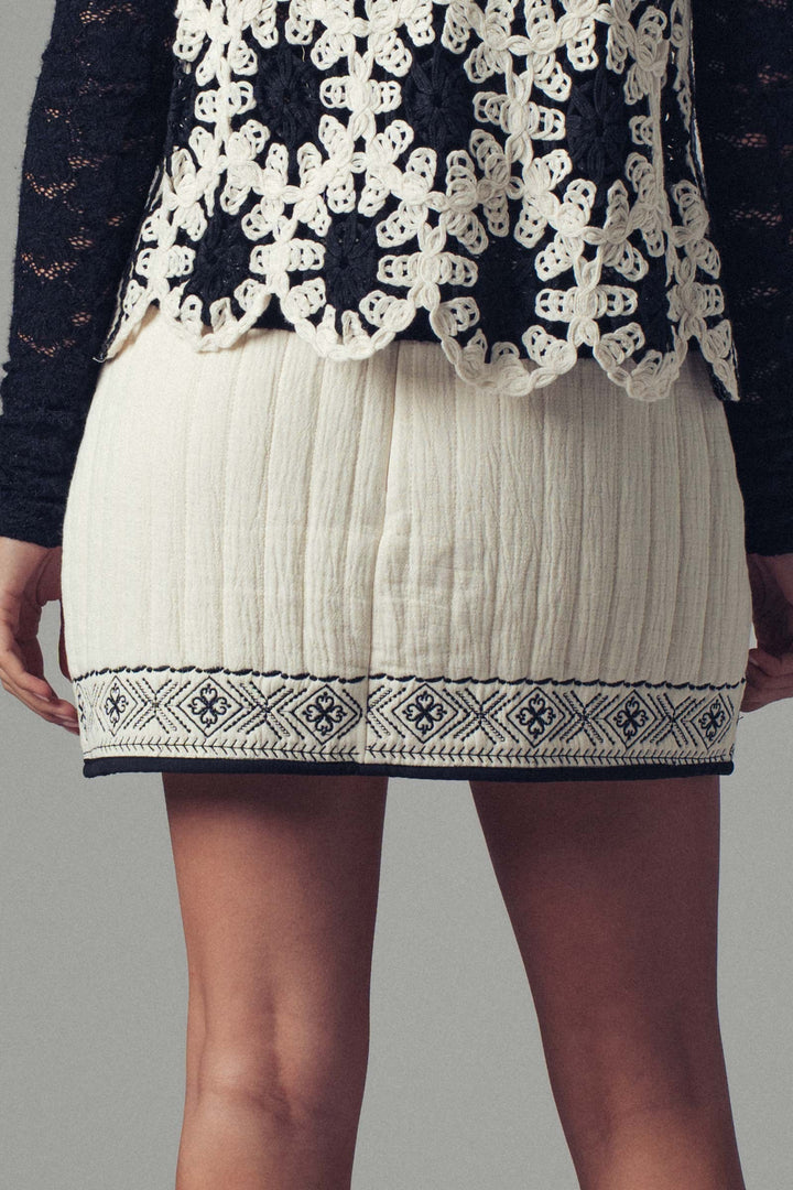 mini skirt winvisible shorts inside - ivory black (additional view)